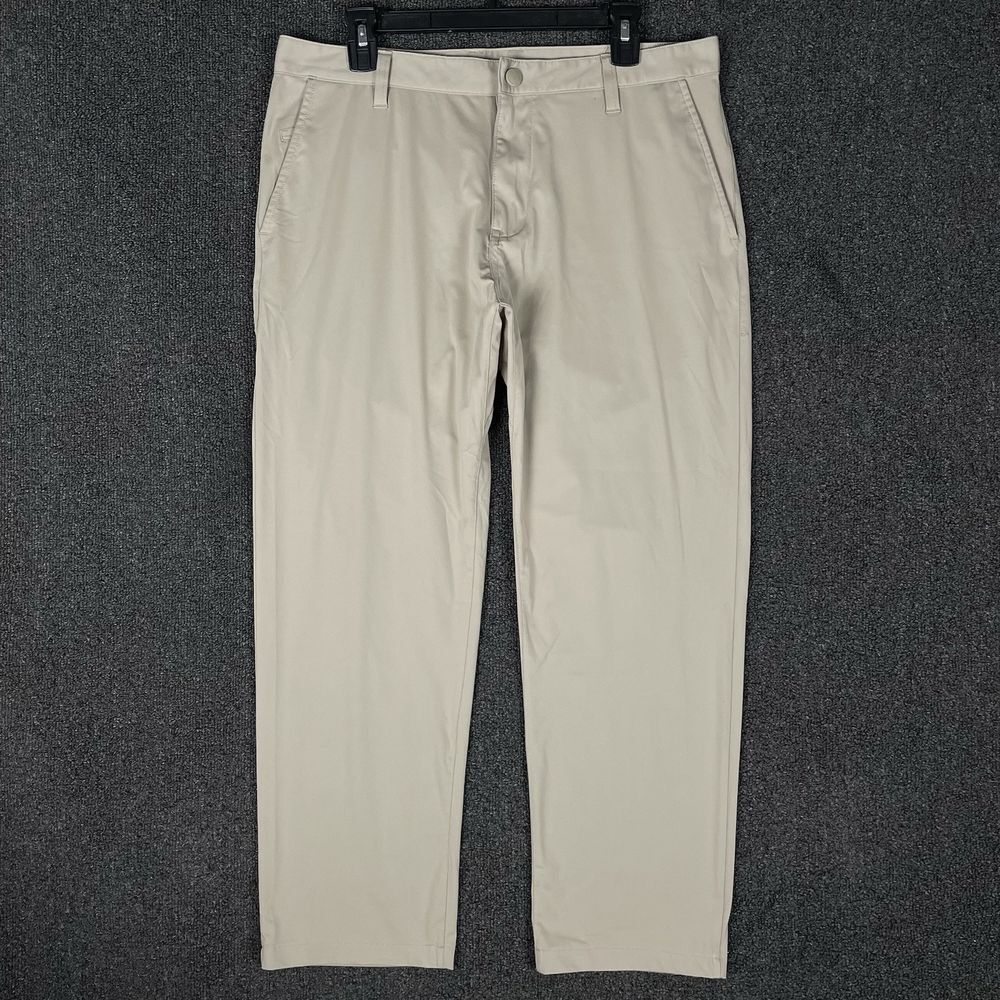 Rhone Commuter Pants Men's 34x27 Beige Performance Golf Straight Chino Stretch